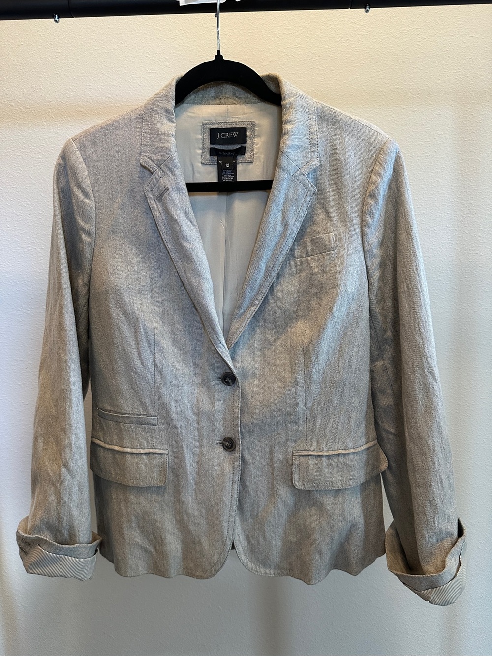 J. Crew Light Gray Women's Linen-Blend Blazer